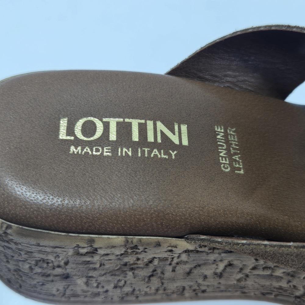 Lottini Camel Suede Crisscross Cork Platform Wedge Sandals Size EU 37 US 6 - Picture 8 of 13